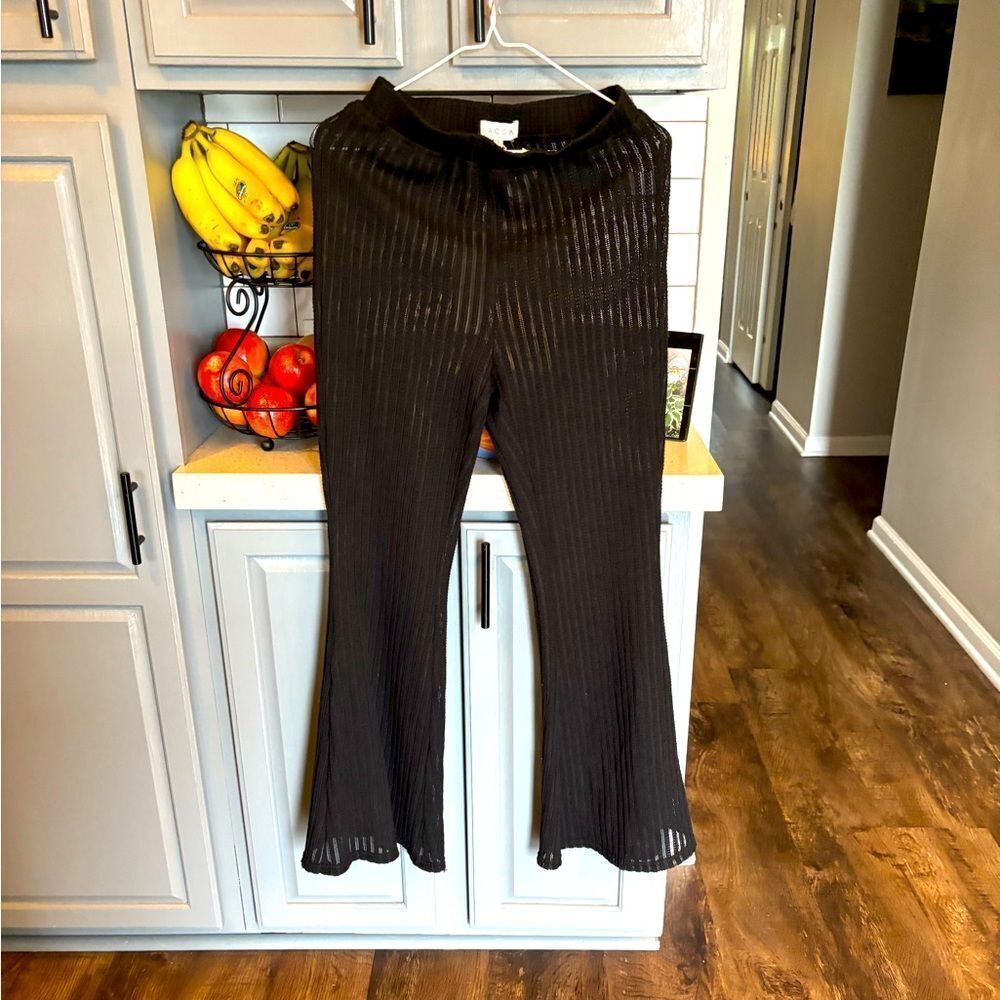 Black Flare Beach Coverup Pants by Acoa, NWT